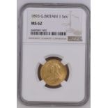 1893 Gold Sovereign NGC MS 62