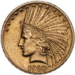 United States 1910 Gold 10 Dollars Indian Head - Eagle About uncirculated