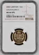 2002 Gold Sovereign Golden Jubilee NGC MS 66 DPL