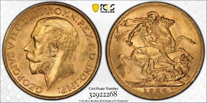 1926 P Gold Sovereign PCGS MS62