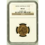 1895 M Gold Sovereign NGC MS 63