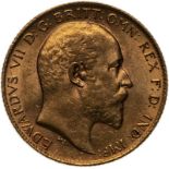 1910 Gold Half-Sovereign About uncirculated, lightly cleaned