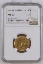 1915 S Gold Sovereign NGC MS 63