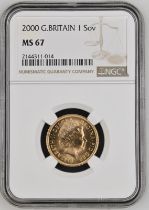 2000 Gold Sovereign NGC MS 67