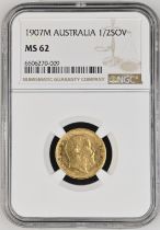 1907 M Gold Half-Sovereign NGC MS 62