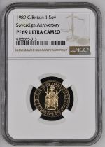 1989 Gold Sovereign 500th Anniversary Proof NGC PF 69 ULTRA CAMEO