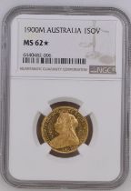 1900 M Gold Sovereign NGC MS 62*