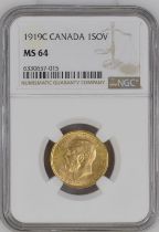 1919 C Gold Sovereign NGC MS 64