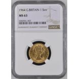 1964 Gold Sovereign NGC MS 63