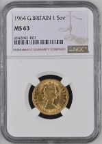 1964 Gold Sovereign NGC MS 63