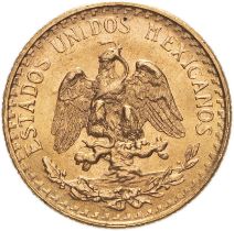 Mexico 1945Mo Gold 2 Pesos Restrike UNC