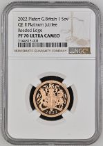 2022 Gold Sovereign Platinum Jubilee Proof Piedfort NGC PF 70 ULTRA CAMEO