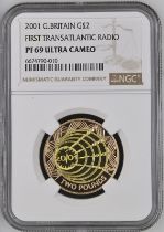 2001 Gold 2 Pounds Marconi Proof NGC PF 69 ULTRA CAMEO