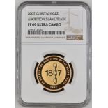 2007 Gold 2 Pounds Slave Trade Proof NGC PF 69 ULTRA CAMEO