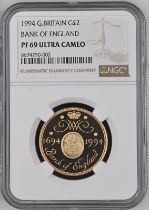 1994 Gold 2 Pounds Bank of England Proof NGC PF 69 ULTRA CAMEO
