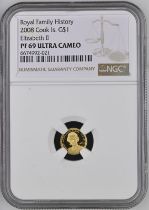 Cook Islands Elizabeth II 2008 Gold 1 Dollar History of the Royal Family Single Finest NGC PF 69 ULT