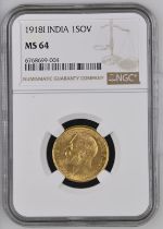 1918 I Gold Sovereign NGC MS 64