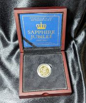 Guernsey 2017 Gold One Pound Sapphire Jubilee Proof Box & COA