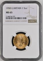 1958 Gold Sovereign NGC MS 65