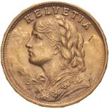 Switzerland 1930 Gold 20 Francs Vreneli UNC