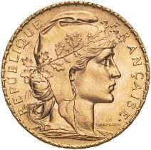 France Third Republic 1914 Gold 20 Francs UNC