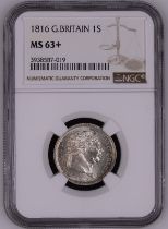 1816 Silver Shilling NGC MS 63+