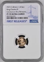 2023 Gold 1/4 Sovereign Coronation of King Proof NGC PF 70 ULTRA CAMEO