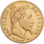 France Napoleon III 1866 BB Gold 10 Francs About very fine, scratches