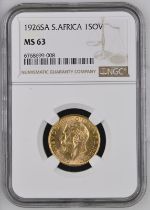 1926 SA Gold Sovereign NGC MS 63