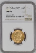 1917 C Gold Sovereign NGC MS 64
