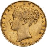 1842 Gold Sovereign Closed 2 About very fine