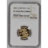 2001 Gold Sovereign Proof NGC PF 70 ULTRA CAMEO