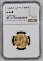 1927 SA Gold Sovereign NGC MS 64