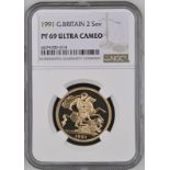 1991 Gold 2 Pounds (Double Sovereign) Proof NGC PF 69 ULTRA CAMEO