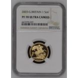 2003 Gold Sovereign Proof NGC PF 70 ULTRA CAMEO