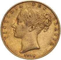 1845 Gold Sovereign Spread 4 5 About very fine