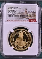 2022 Gold 100 Pounds (1 oz.) King James I Proof NGC PF 70 ULTRA CAMEO