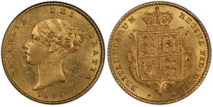 1849 Gold Half-Sovereign PCGS MS63