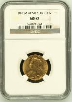 1895 M Gold Sovereign NGC MS 63