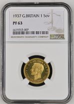 1937 Gold Sovereign Proof NGC PF 63