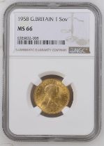 1958 Gold Sovereign NGC MS 66