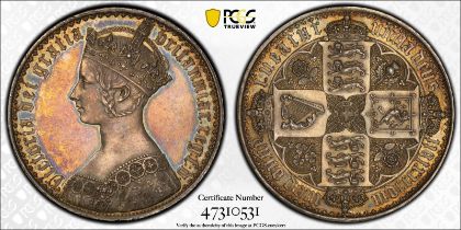 1847 Silver Crown Gothic Proof ("undecimo" on edge) PCGS PR61