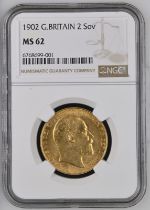 1902 Gold 2 Pounds (Double Sovereign) NGC MS 62