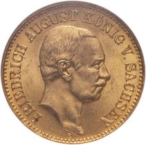 Germany: Saxony Friedrich August III 1913 E Gold 20 Mark NGC MS 64