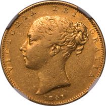 1841 Gold Sovereign Unbarred 'A's NGC XF Details