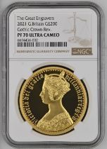 2021 Gold 200 Pounds (2 oz.) Gothic Crown Victoria Portrait Proof Milled Edge NGC PF 70 ULTRA CAMEO