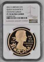 2012 Gold 5 Pounds (Crown) Diamond Jubilee Proof NGC PF 70 ULTRA CAMEO