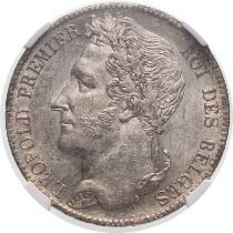 Belgium Leopold I 1835 Silver 5 Francs Position B Single Finest NGC MS 61