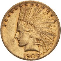 United States 1909 S Gold 10 Dollars Indian Head - Eagle Extremely fine