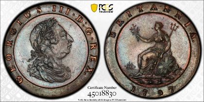 1797 Copper Twopence PCGS MS64 BN